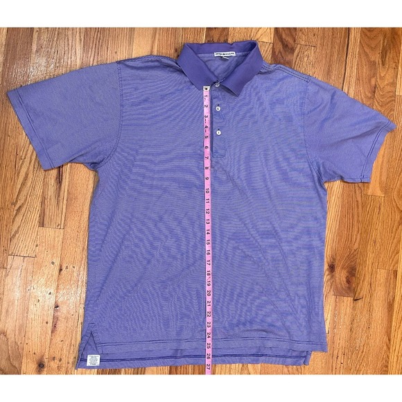 Peter Millar Polo Men's Large Purple Golf Striped Comfort Casual Short Tech Polo - Picture 11 of 13